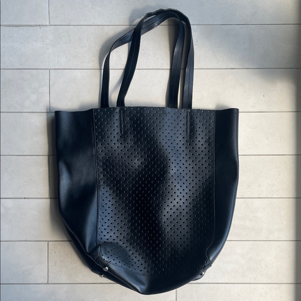 Banana Republic Black Leather Tote with Clutch Pouch
